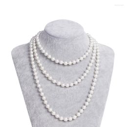 Chaînes HOWAWAY Art Déco Mode Faux Perles Collier Années 1920 Flapper Perles Cluster Longue Perle Pour Gats150cm