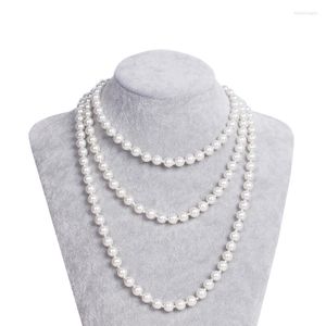 Cadenas HOWAWAY Art Deco Moda Faux Pearls Collar 1920s Flapper Beads Cluster Perla larga para Gats150cm