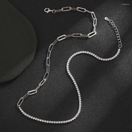 Chaînes HOYON 2.5mm Moissanite Style Original 925 en argent Sterling Zircon épissage croix chaîne collier pour hommes femmes cou collier bijoux