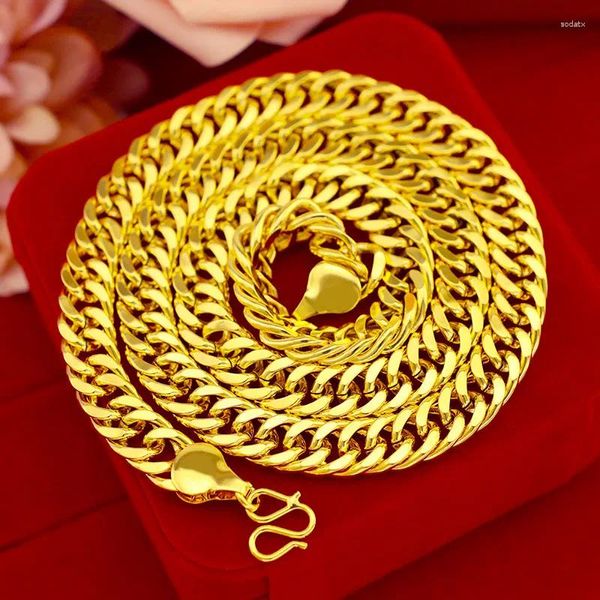 Cadenas HOYON 24K Collar de revestimiento de oro para hombres Ampliar cadena de reloj Color puro Cuello Collares Masculino Boda Joyería fina Regalo