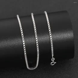 Chaînes HOYON certifié 45-65cm véritable 925 argent boîte chaîne collier pour hommes femmes col universel colliers 2mm 18-26 pouces bijoux