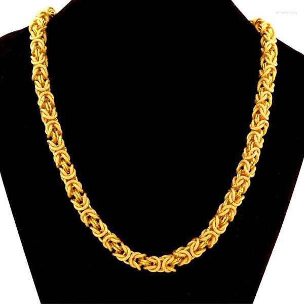 Cadenas Hoyon Pure 24k Collar de color dorado para hombres Dragón Cabeza Patrón de tela Bata Joyería grande Cadena dominante para hombres