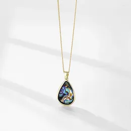 Ketens huami natuurlijke kleur abalone shell drop -vormige ketting ginkgo blad trapezoid dames sieraden gepersonaliseerd cadeau