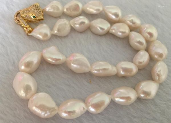Chaînes Énorme 12-13mm Collier de perles blanches baroques 18 pouces 36 