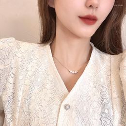 Kettingen enorme knop Koreaanse 14k echte gouden parel ketting koper elegant eenvoudig ontwerp choker voor vrouwen meisje kolye luxueuze sieradencadeau