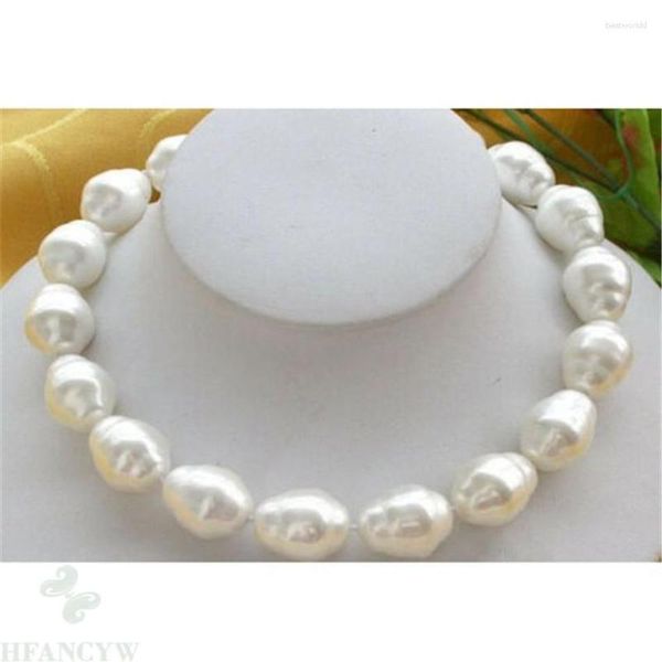 Chaînes énorme grand 18-20mm mer du Sud blanc baroque collier de perles de coquillage 18 