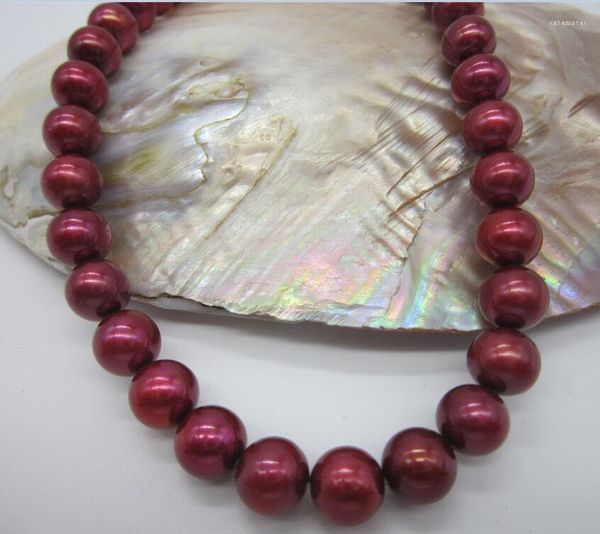 Chaînes VENTE énorme 8-7mm Rouge Haute Lustre Naturelle Collier de Perles de la Mer du Sud 18