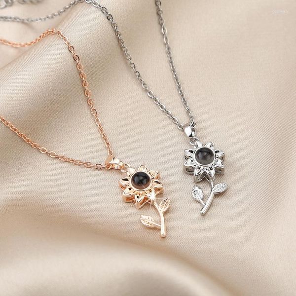 Chaînes je t'aime en 100 langues collier de projection pour mémoire de collier tour de cou cadeaux de fleurs en forme de goutte cadeau d'anniversaire