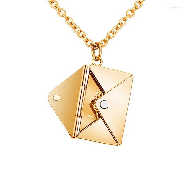 Chaînes Je t'aime Collier Enveloppe Médaillon Avec Lettre Cachée Message Secret Pendentif Cadeau Bijoux