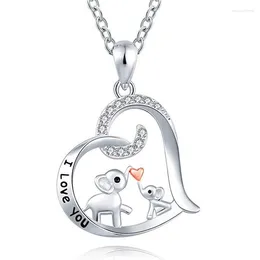 Chaînes Je t'aime Chaud Éléphant Mère et Enfant Éléphants Animal Pendentif Coeur Colliers Pour Femmes Fête Des Mères Anniversaire Bijoux Cadeaux