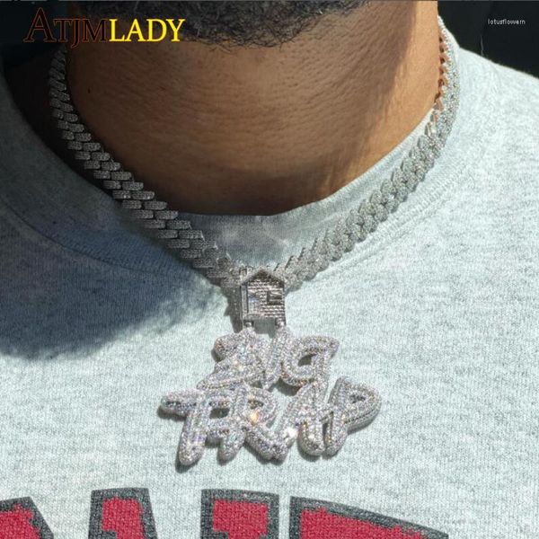 Cadenas Iced Out Bling 5A Cubic Zircon Full Paved Big Trap House Colgante Collar Hip Hop Dos Tonos Color Plateado Hombres Cool JewelryCha335U