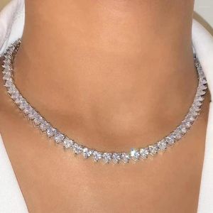 Chaînes Glacé Bling Cristal Coeur Tennis Chaîne Pour Femmes Punk Hip Hop Forme Cubain Lien Ras Du Cou Collier De Mode Cadeaux Bijoux