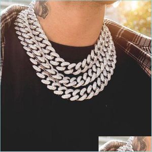 Kettingen ijskoud bling strass ketens sier gouden afwerking miami cuban link ketting ketting 15 mm heren hiphop sieraden 210 q2 drop deli dhxzm