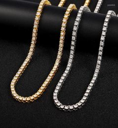 Chaines Iced Out Classic Micro Tennis Collier 4 mm CZ Chaîne Pliant Over Hip Hop For Men Gift Chainchains4350648