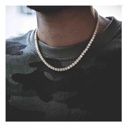 Kettingen Iced Out Out Classic Micro Tennis Necklace Icy Choker CZ Chain Fold Over Buckle Hip Hop for Men Cadeau