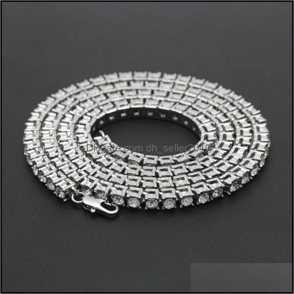 Cadenas Iced Out Collar de cadena de diamantes Declaración 18-24-30 pulgadas Black Sier Gold para hombres Entrega de gota 2021 Collar de joyería Dhseller2010 Dh42V