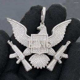 Cadenas Iced Out Hip Hop King Eagle Pendant Fit Cuban Tennis Chain Necklace Paved Cubic Zircon para hombres Boy Design Drop Ship