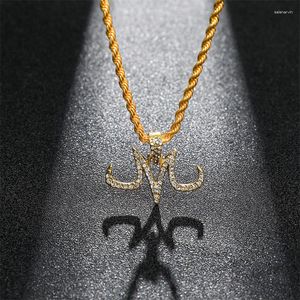 Chaînes Iced Out Majin Pendentif Collier Hip Hop Bijoux Or Argent Couleur Micro Pave Zircon Cadeau Pour Hommes Femmes 2023