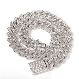 Chaînes Iced Out Miami Cuban Link Chain Gold Sier Hommes Hip Hop Collier Bijoux 16 pouces 18 pouces 20 pouces 22 pouces 24 pouces 18mm Drop Livraison Je Otgu3