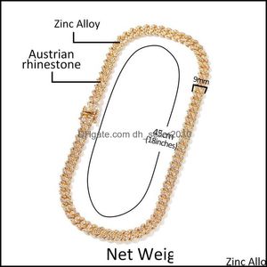 Kettingen ijstocht Miami Cuban Link Chain Mens Gold Chains ketting Bracelet Fashion Hip Hop Sieraden 9mm 1151 B3 Drop levering 2021 Nek DHA0F