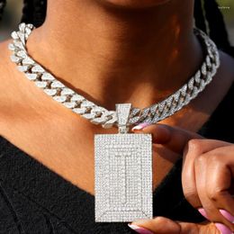 Chaînes glacées carré initial chaîne cubaine lettres collier pour femmes hommes nom hiphop colliers fête bijoux cadeaux