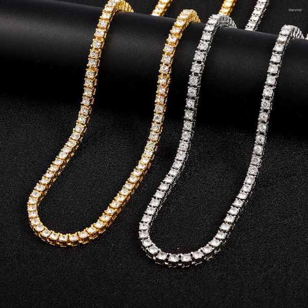 Cadenas Iced Out Tennis Necklace 4mm CZ Chain Fold Over Broche Hip Hop para Drop Wholesale