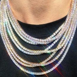Cadenas Iced Tennis Chain Hombres Chunky Collar Cubic Zircon Miami Cuban Link ChainJewelry D0LC
