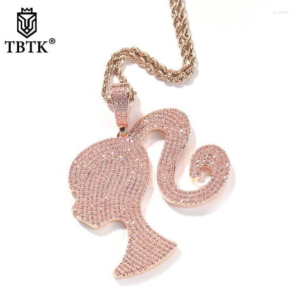 Chaînes Icy Girl Head Pendentif Pave Iced Out Cubic Zirconia Charm Tenni Chaîne Collier Hiphop Bijoux Pour GiftChains Godl22