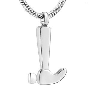 Chaînes IJD10526 Forme d'outil de marteau Collier de souvenir de crémation en acier inoxydable pour cendres Urn Souvenirs Pendentif Bijoux humains