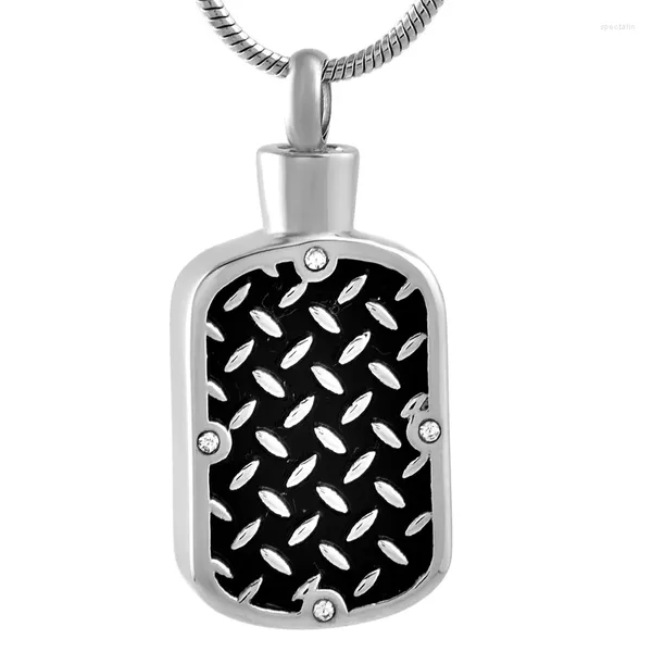 Chaînes IJD9555 Cool Steel et Black Military Dog Tag Pendentif Crémation Bijoux Memorial Urn Collier pour hommes Cadeau d'entonnoir gratuit !!!