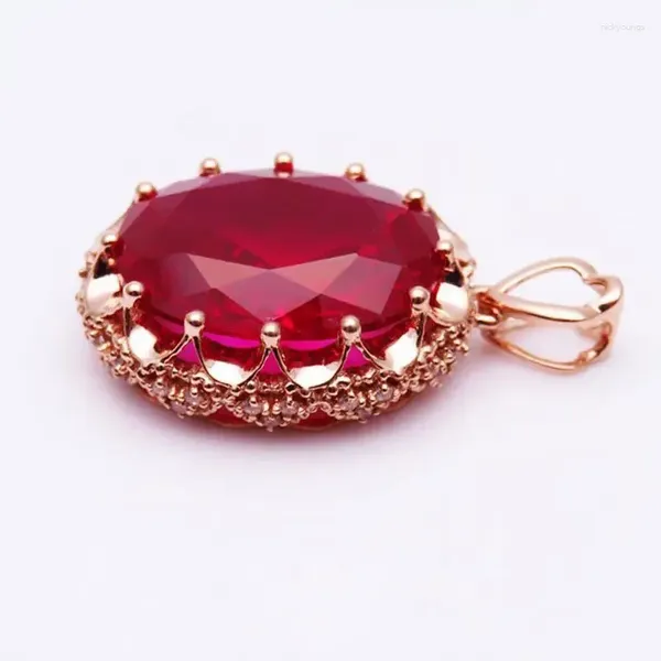 Cadenas en collar de rubí de lujo para mujer 585 chapado en oro púrpura 14K producto rosa colgante regalo de boda joyería de compromiso