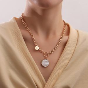 Chaînes Ingemark Unique White Shell Coin Pendentif Collier Ras Du Cou Pour Femmes Collares Mariage Vintage OT Boucle Chaîne Gothique Punk JewelryChains