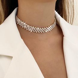 Ketens ingehogen. Zuage luxe multi row steentjes korte choker kettingen glanzende kristallen kraag voor vrouwen nek bruiloft sieraden gord22