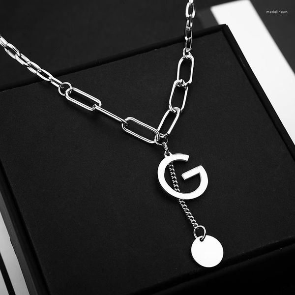 Chaînes pendentif initial colliers pour femmes pièce lettre G collier en acier inoxydable tour de cou mode Alphabet bijoux en gros chaînes