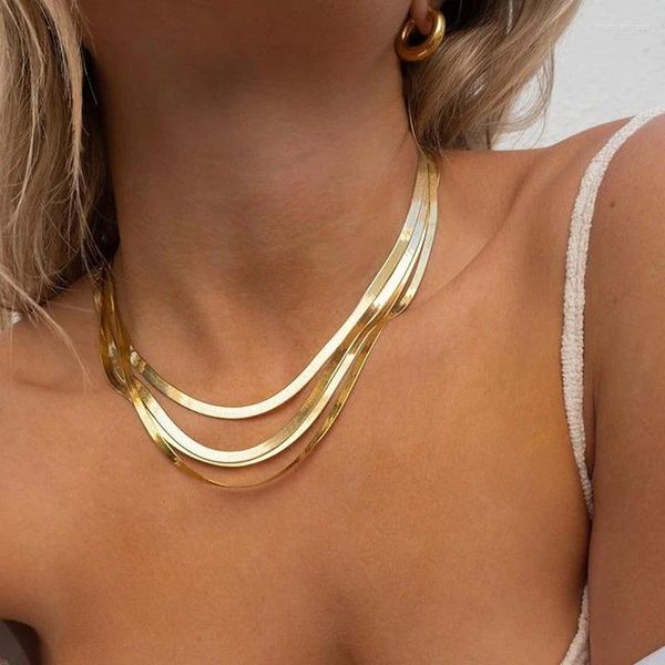 Chaînes INS 316L Collier en acier inoxydable pour femmes hommes couleur or chaîne colliers ras du cou bijoux en gros simple mode