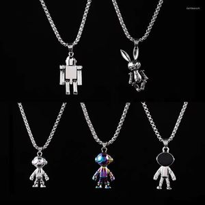 Chains Ins Cute Vintage Metal Old Mini Robot Men and Women Pendant Necklace Fashion Trend Hip Hop Gift