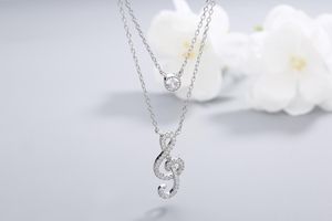 Chaînes Ins925S Argent Niche Musique Symbole Double Pendentif Incrusté De Diamant Clavicule Tempérament Simple Collier FemaleChains