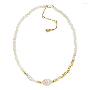 Chaînes irrégulières collier de perles naturelles pour femmes couleur or pierre longs colliers bijoux de mode OEM en gros