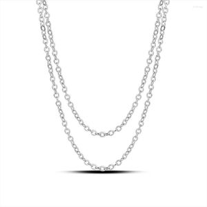 Kettingen Italiaanse 925 sterling zilveren ketting voor vrouwen meisjes 0,9 mm doos 1,3 mm Rolo ketting O-ketting kreeft klauw gesp-hanger cadeau