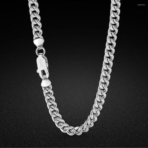 Cadenas italiano hecho a mano borde ancho 0,24 pulgadas collar de cadena de látigo de caballo sólido 925 plata esterlina hombre cuello joyería para colgante