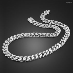 Chaînes Italie 925 Sterling Silver Fashion Homme Pendentif Collier Classique Réel Épais Pur Gourmette Chaîne Cubaine 10 MM Hommes Bijoux