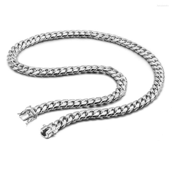 Cadenas Italia Diseño Sólido 925 Plata esterlina Miami Cadena de eslabones cubanos Collar para hombres - Cerradura de caja 10 mm 22-28 pulgadas Regalo de joyería