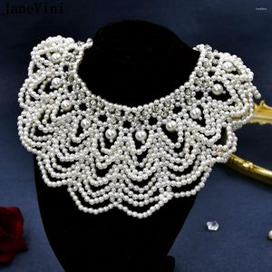 Cadenas JaneVini, hermosa gargantilla de perlas, collares para mujer, Collar con cuentas, joyería para el cuerpo, cadena de clavícula nupcial, collar en capas, accesorios