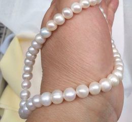 Chaînes japonaises Akoya 10-11mm collier de perles blanches 18 pouces