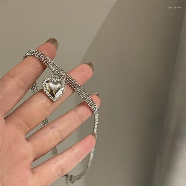 Chaînes Design japonais et coréen sens du même style que Yang Chaoyue forme de coeur douce et fraîche avec chaîne de clavicule en diamant femme Ins