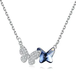 Chaînes Japonais et coréen Luxury Luxury 925 Collier argenté Femelle minoritaire campus style papillon