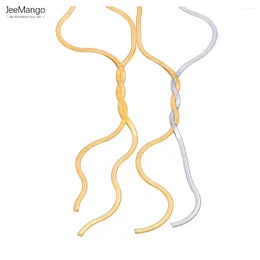 Chaînes Jeemango minimaliste serpent chaîne ficelle nouée pendentif collier pour femmes PVD plaqué or à la mode en acier inoxydable bijoux JN23057