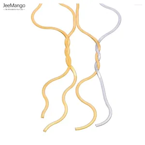 JeeMango Minimalistische Snake Chain Twine Geknoopte Hanger Ketting Voor Vrouwen PVD Vergulde Trendy Roestvrij Stalen Sieraden JN23057