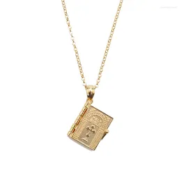 Chaînes Jésus Livre Collier Or Couleur Religion Ouvrable Sainte Bible Pendentif Femmes Hommes Long Ras Du Cou Chaîne Colar Cadeau