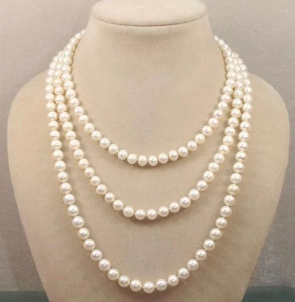 Chaînes Bijoux Grade 7-8mm Blanc Rose Noir Collier de perles Akoya naturelles 50